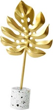 Moderne Blatt Skulptur Goldene Deko Mit Marmor Basis Stilvolles Tischblatt Ornam