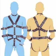 Männer PU Leder-Harness Bondage Verstellb Brustgurt Körper Geschirr BDSM Coaplay