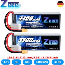 2x Zeee 11.1V 3S 3300mAh XT60 LiPo Akku 50C für RC Flugzeug RC Helicopter Quad