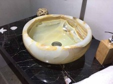 Waschbecken, Aufsatzwaschbecken aus Onyxmarmor Onyx Naturstein rund