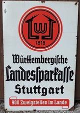 Emailschild Württ. Landessparkasse Stuttgart Ferro-Email Emaille Schild 117,5cm
