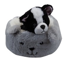 Schwarzer Hund Stofftier Grau