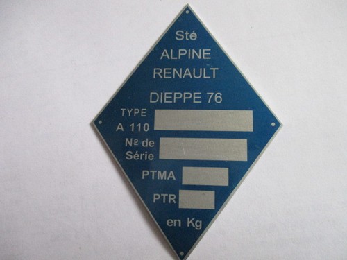 Typenschild renault alpine - typenschild,