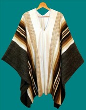  Alpaka Poncho grau-beige dick