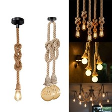 Retro Industrielampe Hanfseil Hängeleuchte Seil Pendelleuchte Deckenlampen E27