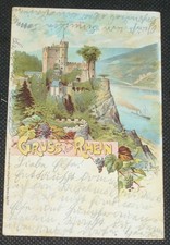 Gruss vom Rhein / Schloss Rheinstein - Postkarte AK 1899