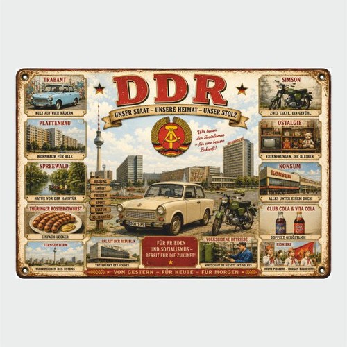 Blechschild ddr unser - unser, staat