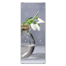 banjado Wandgarderobe Echtglas 50x125cm Garderobe 7 Haken Gänseblümchen im Glas