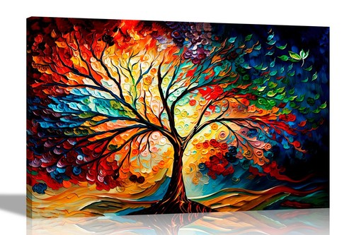 Bunter lebensbaum leinwand - bunter,