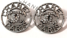 Knöpfe in Silber mit Strasssteinen, 2 stück Set,  24mm