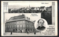 AK Bühl /Baden, Geburtshaus und Portrait Dr. Alban Stolz, Ortsansicht, Ornament 