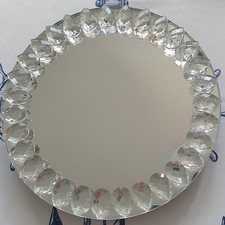 traumschöner Drehteller Spiegelteller Kerzenteller mit Kristallen Ø30 cm