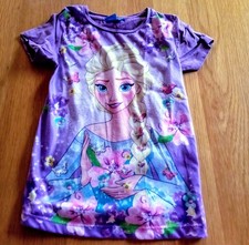 Disney Frozen, T-Shirt, Größe: 122/128, Frozen, Lila/Mehrfarbig, Polyester 