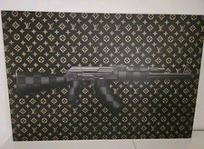WANDBILD WAFFE AK47 LV LUXUSMARKE , EINZIGARTIGES WANDBILD ALU