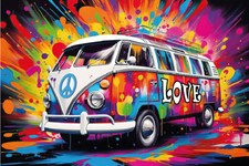 Blechschild 20x30 Hippie Bus