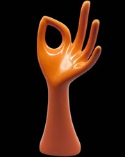 Keramik Ringhalter Hand Orange-70er Frankreich Vintage-Deko