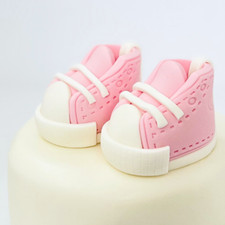 Rosa Stiefel Tortenaufleger essbar Fondant Deko Baby Dusche Mädchen Taufe