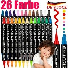 26 Farbe Acrylstifte Marker Set Permanent Pen DIY Graffiti Sketch Dual Holz Neu-