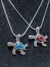 Damen Halskette  Wasserschildkröte Anhänger mit echtem Opal Stein Edelstahl 