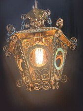 Alte 80er VIntage Retro Messing Kupfer Leuchte E27 Laterne