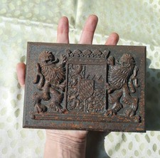Antike Plakette Ofenplatte Gusseisen "königlich bayerisches Wappen" 17 cm x 12cm