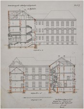 Erweiterung des Amtsgerichtes in Opladen - alte große Bauzeichnung von 1911