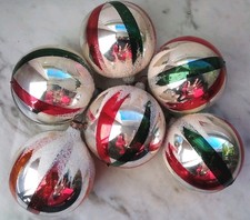 Weihnachtskugeln Christbaumschmuck Lauscha Schnee handgemalt alt