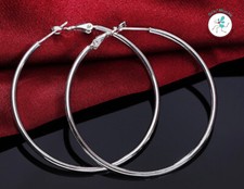 Ohrringe Creolen XXL groß Sterling Silber 925 Retro Glücksbringer Geschenkidee