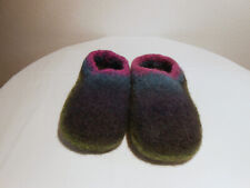 Warme Filz-Hausschuhe Gr. 28/29 in "Grau-Bunt",  Gefilzt, Handgestricktes UNIKAT