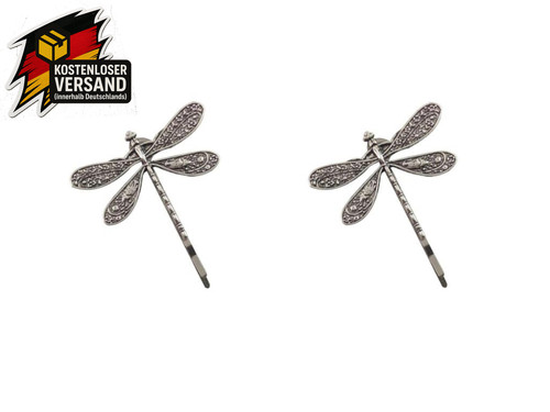 Silberne libellen haarspangen - silberne, libellen-haarspangen