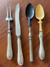 AUS  ADELBESITZ 4 BESTECKTEILE GRIFF 800er SILBER MIT GRAFENKRONEN & MONOGRAMMEN