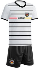 Deutschland Kinder Trikot Set Fußball Fan Zweiteiler Weiß Schwarz