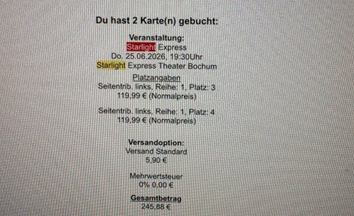 Tickets für starlight - 2,