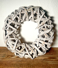Kranz, Rattan, grau gewaschen