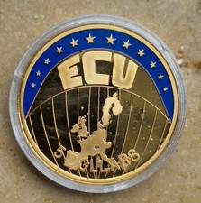 5 Dollars Farb-Ecu-Münze 2001 PP Vergoldet Republic Of Liberia 