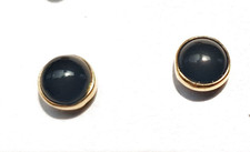 SCHMUCK-STCK Ohrringe Onyx schwarz SILBER CABOCHON Stecker rund vergoldet