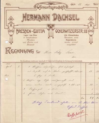 Dresden cotta rechnung 1920 - dresden-cotta,,