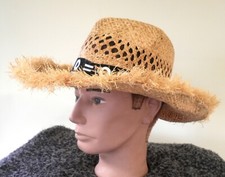 Cowboyhut Strohhut Western Hut unisex Naturstroh Raffiastroh Urlaub See Sommer