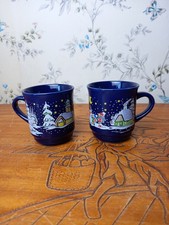 2 Deutsche Weihnachtsmarkt Schneemänner Tassen, Glühwein, blau. 