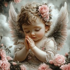 Wandbild Engel Rosen Vintage