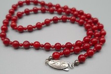 Lange Kette aus rote Korallen mit Silberschließe - ca 53 cm lang