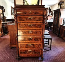 Gründerzeit Hochkommode Chiffoniere Pfeiler Kommode Nussbaum 1880 antik