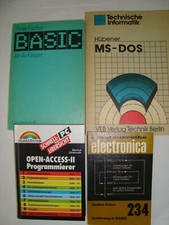 4 Computer-Bücher  - Basic, MS-DOS, Access, electronica