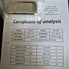 Indium 0,25KG / 250g Barren