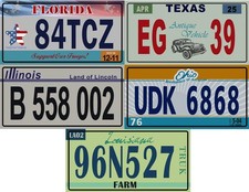 Los mit 5 USA Autokennzeichen