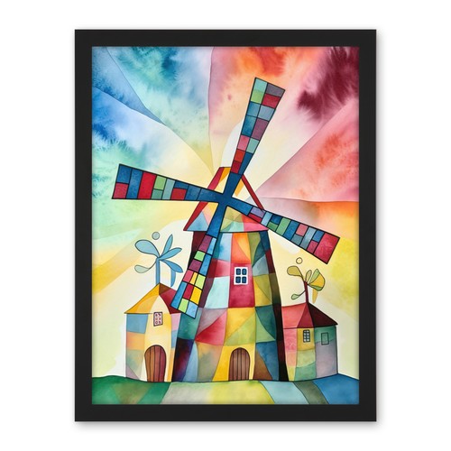 Windmill modern folk art - windmill,