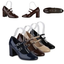 Damen Mary Janes Pumps Eckige