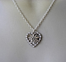 Herz-Kette mit Edelweiß Oktoberfest Trachtenschmuck Wasen 2 Längen Wiesn Dirndl