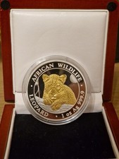 1 Unze Silbermünze Somalia African Wildlife Leopard 2025 Gilded