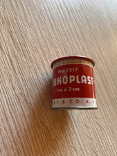 kl. alte Blechdose ,Leukoplast von 1961 mit Inhalt, Beiersdorf-Hamburg